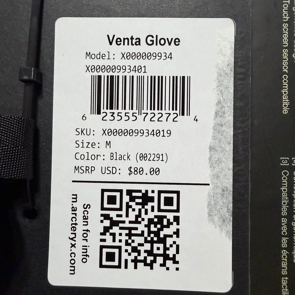 New Arc'teryx Venta Gore-Tex Gloves Black Men's Medium M $80 MSRP - Picture 3 of 3